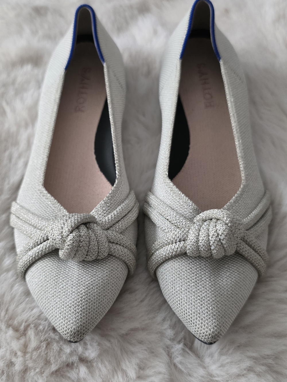 Rothy's Women's Pointed Knot Flat in Pearl White